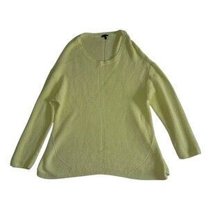 Talbots Sweater Women's 1X Yellow‎ Solid Citrus Honey Shaker Stitch Pima Cotton